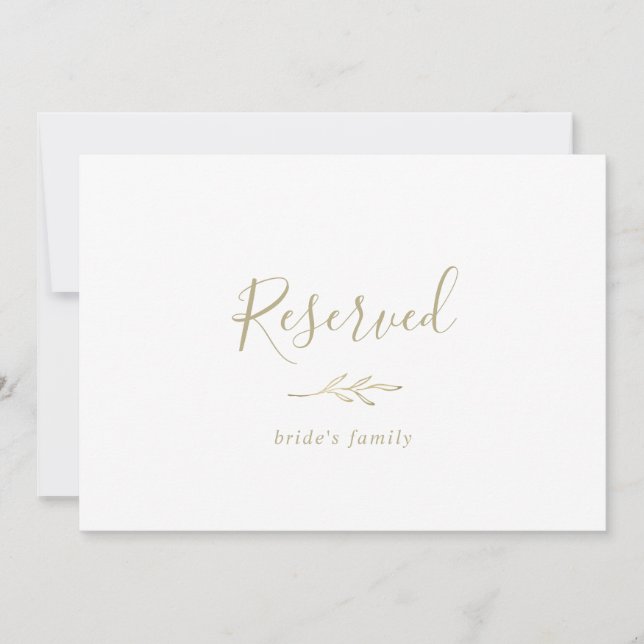 Minimal Leaf | Gold Reserved Sign (Front)