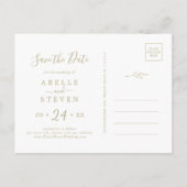 Minimal Leaf | Gold Save the Date Invitation Postcard (Back)