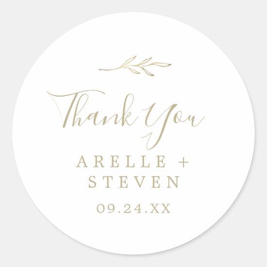Minimal Leaf | Gold Thank You Favor Sticker