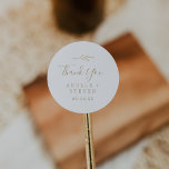 Minimal Leaf | Gold Thank You Favor Sticker<br><div class="desc">These minimal leaf gold thank you wedding favor stickers are perfect for an elegant wedding reception. The design features a simple greenery silhouette in faux gold foil with classic minimalist style. Personalize the sticker labels with your names, the event (if applicable), and the date. These stickers can be used for...</div>