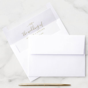 Minimal Leaf Gold Wedding Envelope Liner