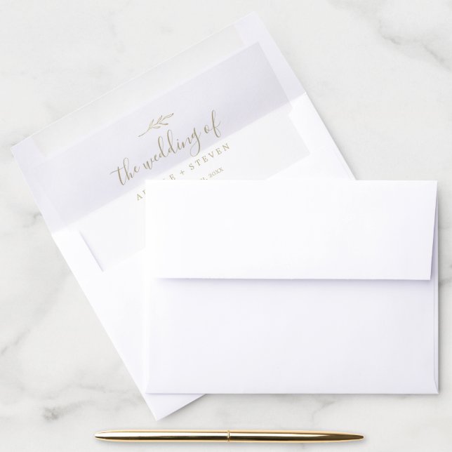 Minimal Leaf | Gold Wedding Envelope Liner (Desk)