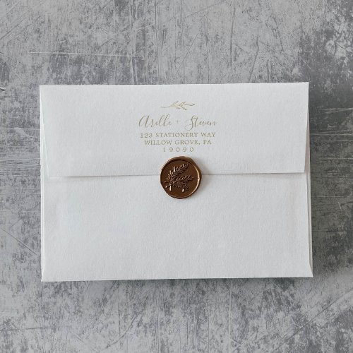 Minimal Leaf  Gold Wedding Invitation Envelope