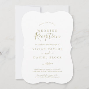 Minimal Leaf   Gold Wedding Reception Invitation