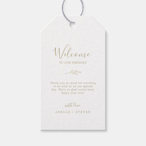 Minimal Leaf  Gold Wedding Welcome Gift Tags