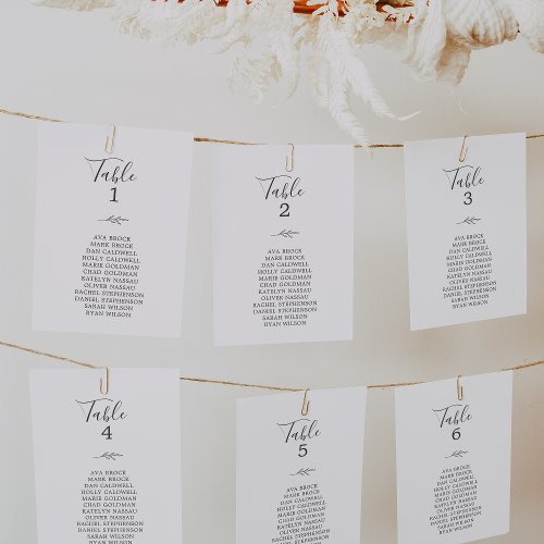 Minimal Leaf Gray Table Number Seating Chart Cards