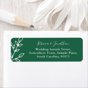 Minimal Leaf Green Wedding Return Address Label