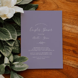 Minimal Leaf Lavender Couples Shower Invitation