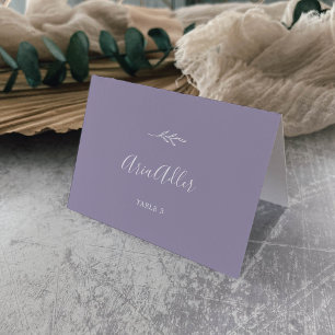 Minimal Leaf Lavender Guest Name Place Cards