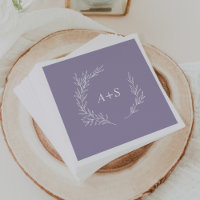 Minimal Leaf | Lavender Monogram Wedding Napkins