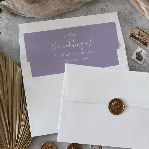 Minimal Leaf | Lavender Wedding Envelope Liner
