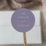 Minimal Leaf | Lavender Wedding Envelope Seals<br><div class="desc">These minimal leaf lavender wedding envelope seals are perfect for a boho wedding. The design features a simple greenery leaf silhouette in pastel lilac purple with minimalist bohemian garden style. Personalize the label with the names of the couple.</div>