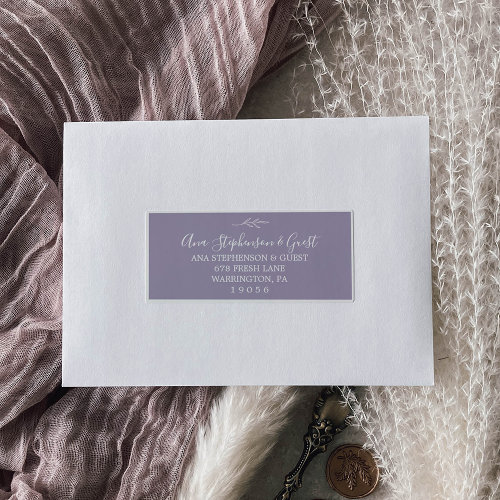 Minimal Leaf Lavender Wedding Guest Address Labels