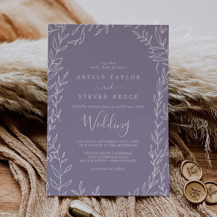 Minimal Leaf Lavender Wedding Invitation