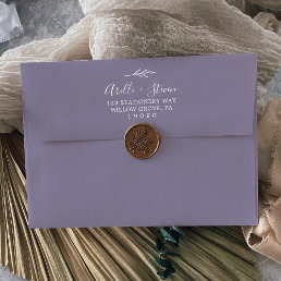 Minimal Leaf Lavender Wedding Invitation Envelope