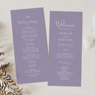 Minimal Leaf   Lavender Wedding Program