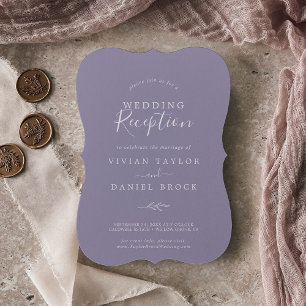 Minimal Leaf Lavender Wedding Reception Invitation