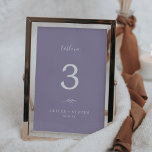 Minimal Leaf | Lavender Wedding Table Number<br><div class="desc">This minimal leaf lavender wedding table number is perfect for a boho wedding. The design features a simple greenery leaf silhouette in pastel lilac purple with minimalist bohemian garden style. The card prints on the front and back (double-sided). Items are printed exactly as they appear on your screen when you...</div>