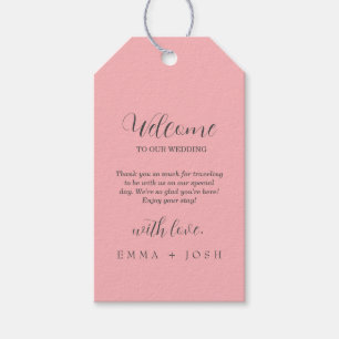 Minimal Leaf Light Pink Formal Monogram Wedding Gift Tags