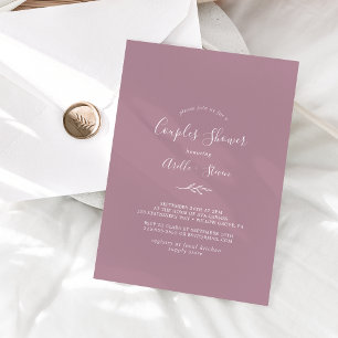 Minimal Leaf Mauve Couples Shower Invitation
