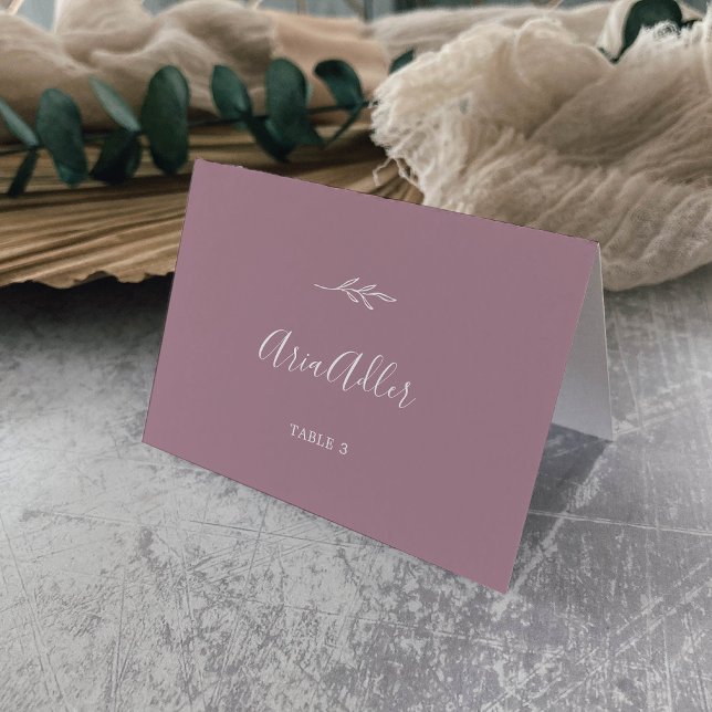 Minimal Leaf | Mauve Guest Name Place Cards (Creator Uploaded)