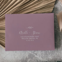 Minimal Leaf Mauve Self-Addressed RSVP Envelope