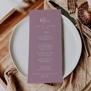 Minimal Leaf   Mauve Wedding Dinner Menu
