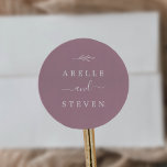 Minimal Leaf | Mauve Wedding Envelope Seals<br><div class="desc">These minimal leaf mauve wedding envelope seals are perfect for a boho wedding. The design features a simple greenery leaf silhouette in a romantic purple pink color with minimalist bohemian garden style. Personalize the label with the names of the couple.</div>