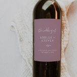 Minimal Leaf | Mauve Wedding Wine Label<br><div class="desc">These minimal leaf mauve wedding wine labels are perfect for a boho wedding reception. The design features a simple greenery leaf silhouette in a romantic purple pink color with minimalist bohemian garden style. Personalize the wine bottle stickers with the names, date and location. These labels can be used for the...</div>