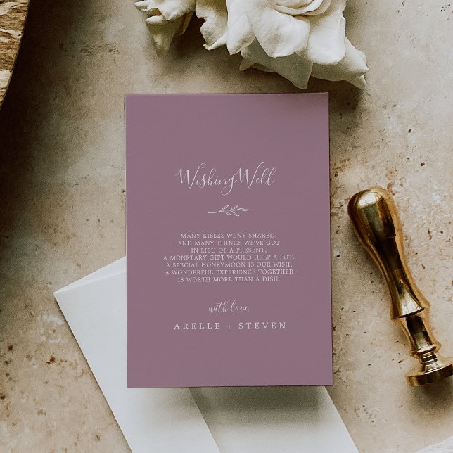 Minimal Leaf | Mauve Wedding Wishing Well Enclosure Card (Creator Uploaded)