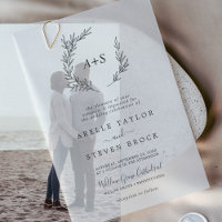 Minimal Leaf Monogram Greenery Boho Modern Wedding