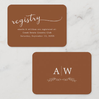 Minimal Leaf Monogram Wedding Enclosure Card