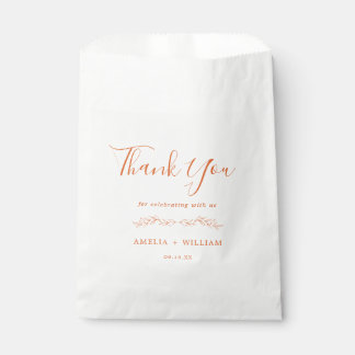 Minimal Leaf Monogram Wedding Favor Bag