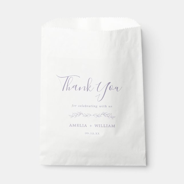 Minimal Leaf Monogram Wedding Favor Bag (Front)