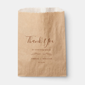 Minimal Leaf Monogram Wedding Favor Bag