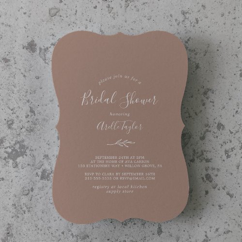 Minimal Leaf  Neutral Bridal Shower Invitation