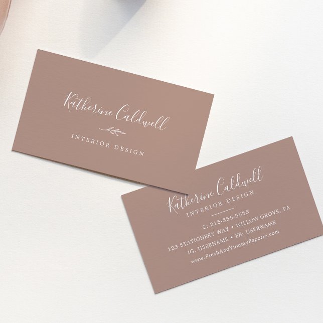Minimal Leaf | Neutral Business Card (Creator Uploaded)