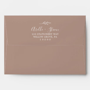 Minimal Leaf Neutral Wedding Invitation Envelope