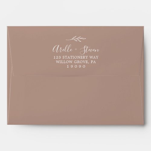 Minimal Leaf  Neutral Wedding Invitation Envelope