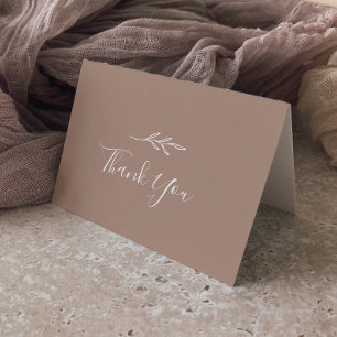 Minimal Leaf   Neutral Wedding Thank You Card