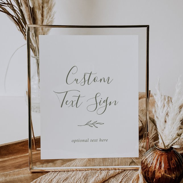 Minimal Leaf | Olive Green Custom Text Sign (Creator Uploaded)