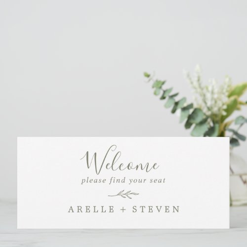 Minimal Leaf  Olive Green Seating Chart Header