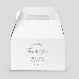 Minimal Leaf | Olive Green Thank You Wedding Favor Boxes