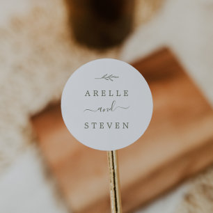 Minimal Leaf   Olive Green Wedding Envelope Seals
