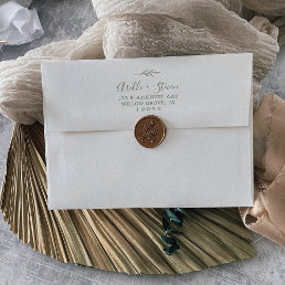 Minimal Leaf | Olive Green Wedding Invitation Envelope