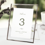 Minimal Leaf | Olive Green Wedding Table Number<br><div class="desc">This minimal leaf olive green wedding table number is perfect for a boho wedding. The design features a simple greenery leaf silhouette in olive green with minimalist mountain bohemian style. The card prints on the front and back (double-sided). Items are printed exactly as they appear on your screen when you...</div>