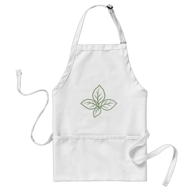 Minimal Leaf Outline Botanical Design Adult Apron (Front)