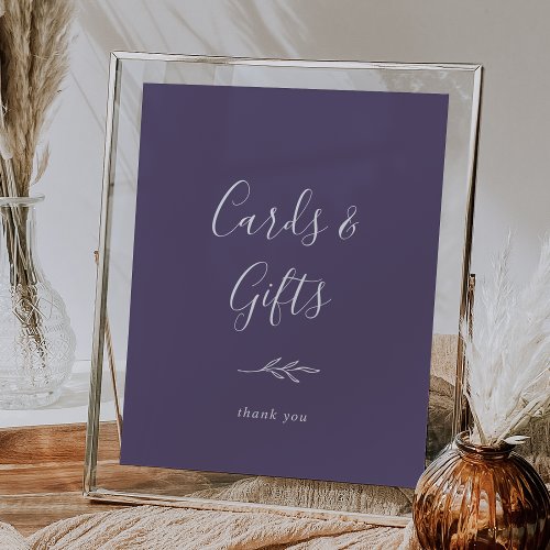 Minimal Leaf  Plum Purple Cards and Gifts Poster