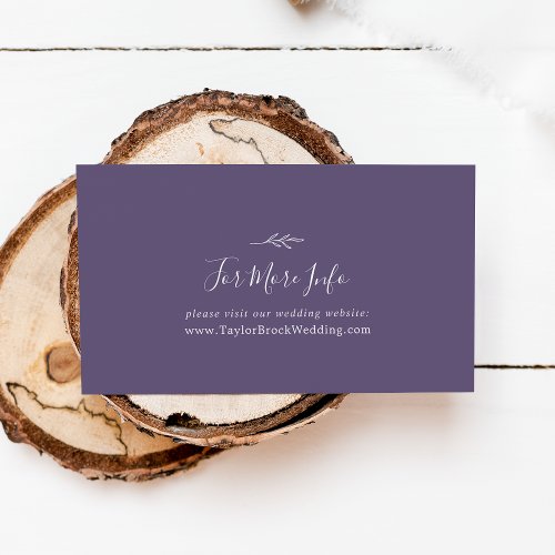 Minimal Leaf  Plum Purple Wedding Website Enclosure Card