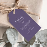 Minimal Leaf | Plum Purple Wedding Welcome Gift Tags<br><div class="desc">These minimal leaf plum purple wedding welcome gift tags are perfect for a boho wedding. The jewel tone design features a simple greenery leaf silhouette in a dark blue violet purple with minimalist boho style. Personalize the tags with the location of your wedding, a short welcome note, your names, and...</div>
